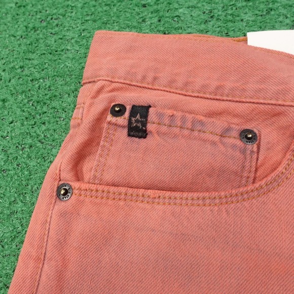 New! BIG STAR Boyfriend Shorts Womens Size L Orange Denim Fringe 35" Waist - Picture 3 of 9